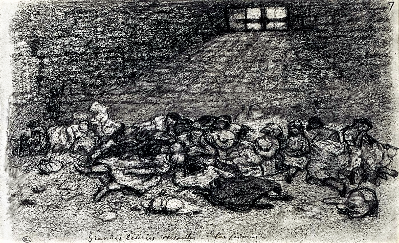 Les Fédérés aux Grandes Écuries de Versailles, dessin de Courbet, 1871 Les Fédérés aux Grandes Écuries de Versailles, dessin de Courbet, 1871