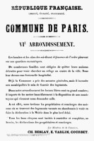 Affiche de la Commune de Paris 1871 - 6ème arrondissement signée par Beslay, Varlin, Courbet (source : La Contemporaine – Nanterre / argonnaute.parisnanterre.fr) Affiche de la Commune de Paris 1871 - 6ème arrondissement signée par Beslay, Varlin, Courbet (source : La Contemporaine – Nanterre / argonnaute.parisnanterre.fr)